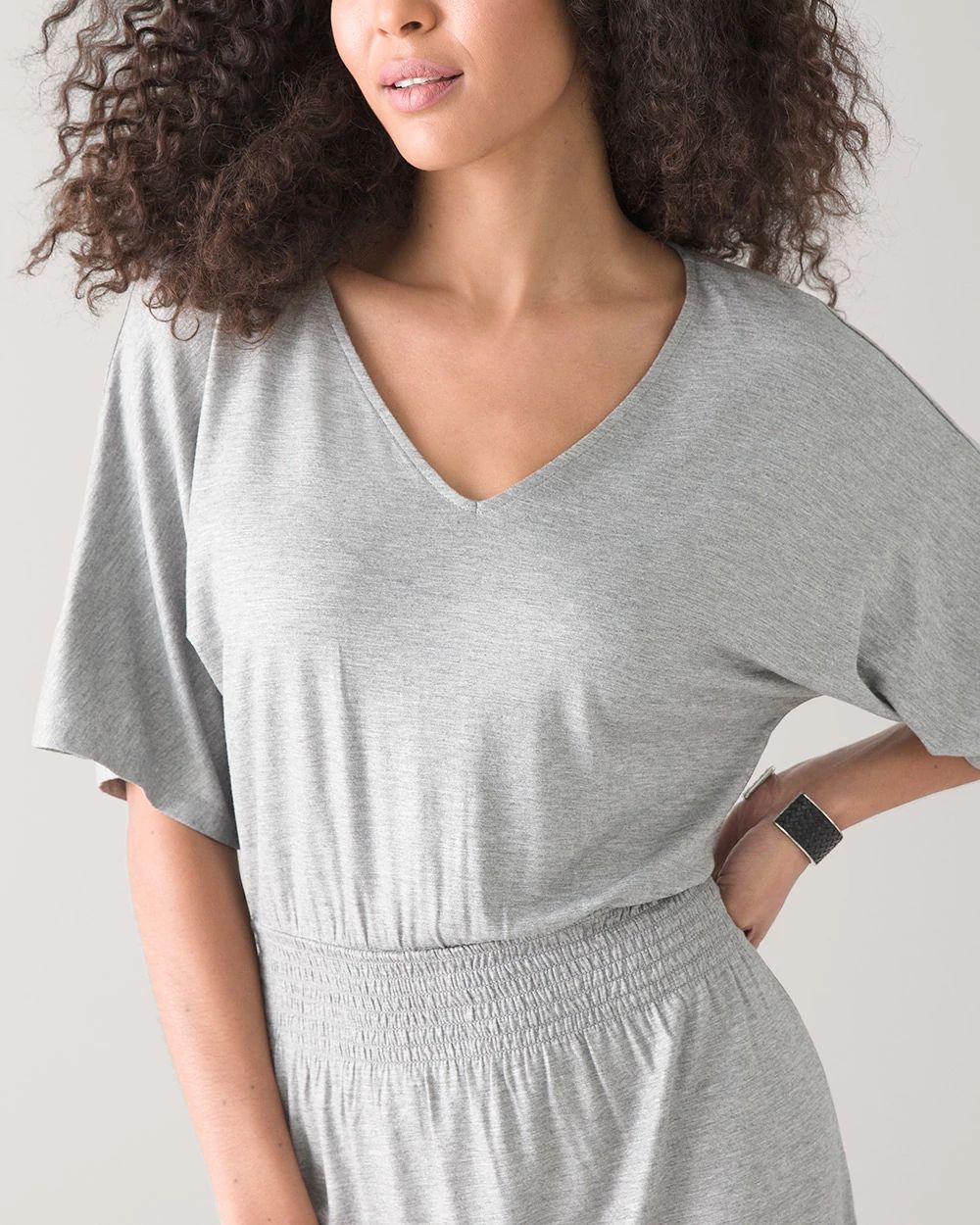 Kimono Sleeve Smocked Waist Dress