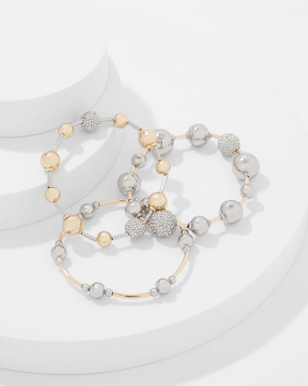 Ball Chain + Pavé 3-Pack Stretch Bracelets