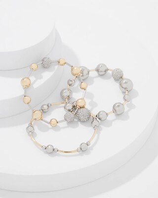 Ball Chain + Pavé 3-Pack Stretch Bracelets