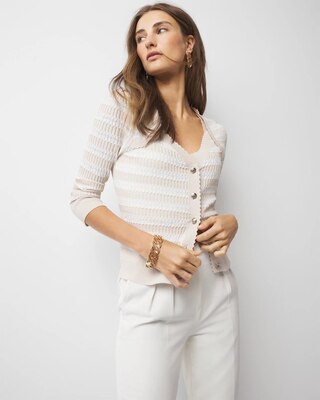 Textured Striped Sweater Cardigan click to view larger image.