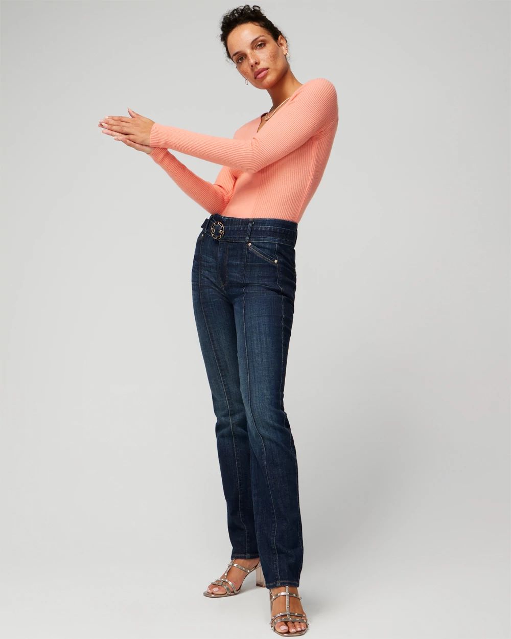 Long Sleeve Ribbed Twist Back Sweater click to view larger image.
