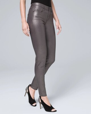 Mid-Rise Metallic Skinny Ankle Jeans
