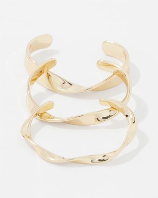 3-Pack Gold Twisted Bangles click to view larger image.