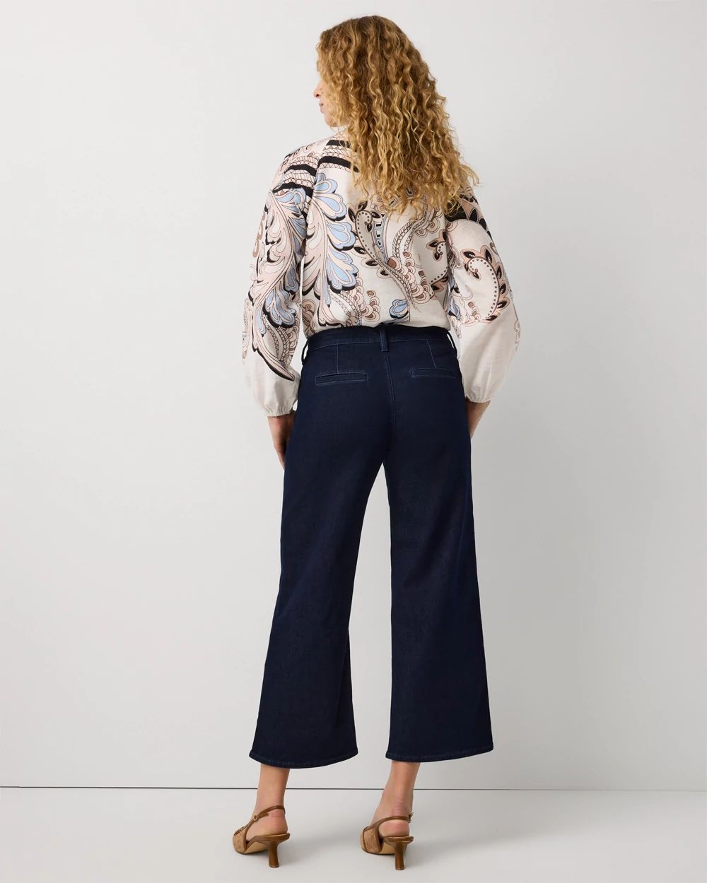 High Rise Wide Leg Cropped Mariner Jean click to view larger image.