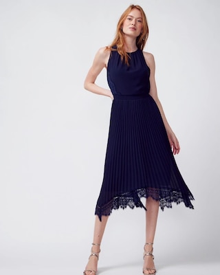 Sleeveless Lace-Trim Midi Dress