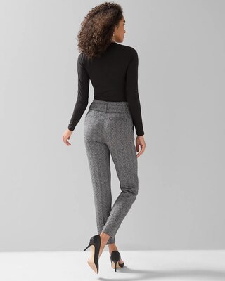 Herringbone Belted Tapered Ankle Pant