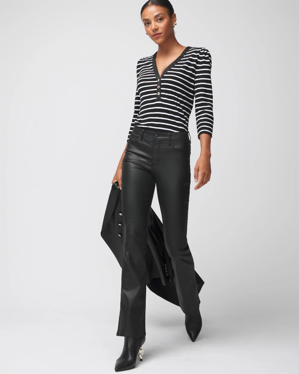 3/4 Sleeve Henley Tee click to view larger image.