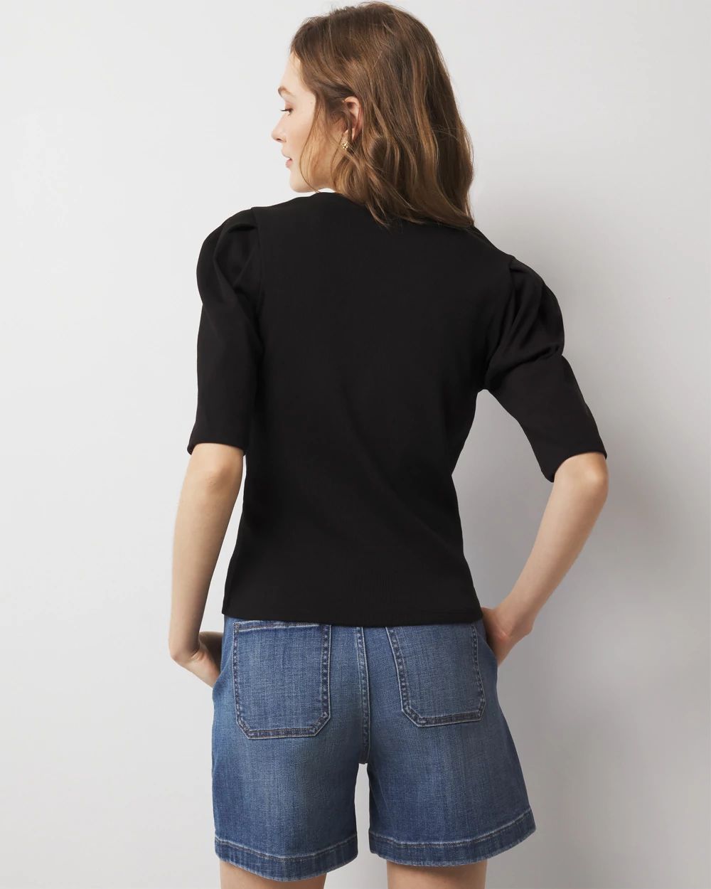 WHBM FORME™ Ribbed Stretch Henley Top click to view larger image.