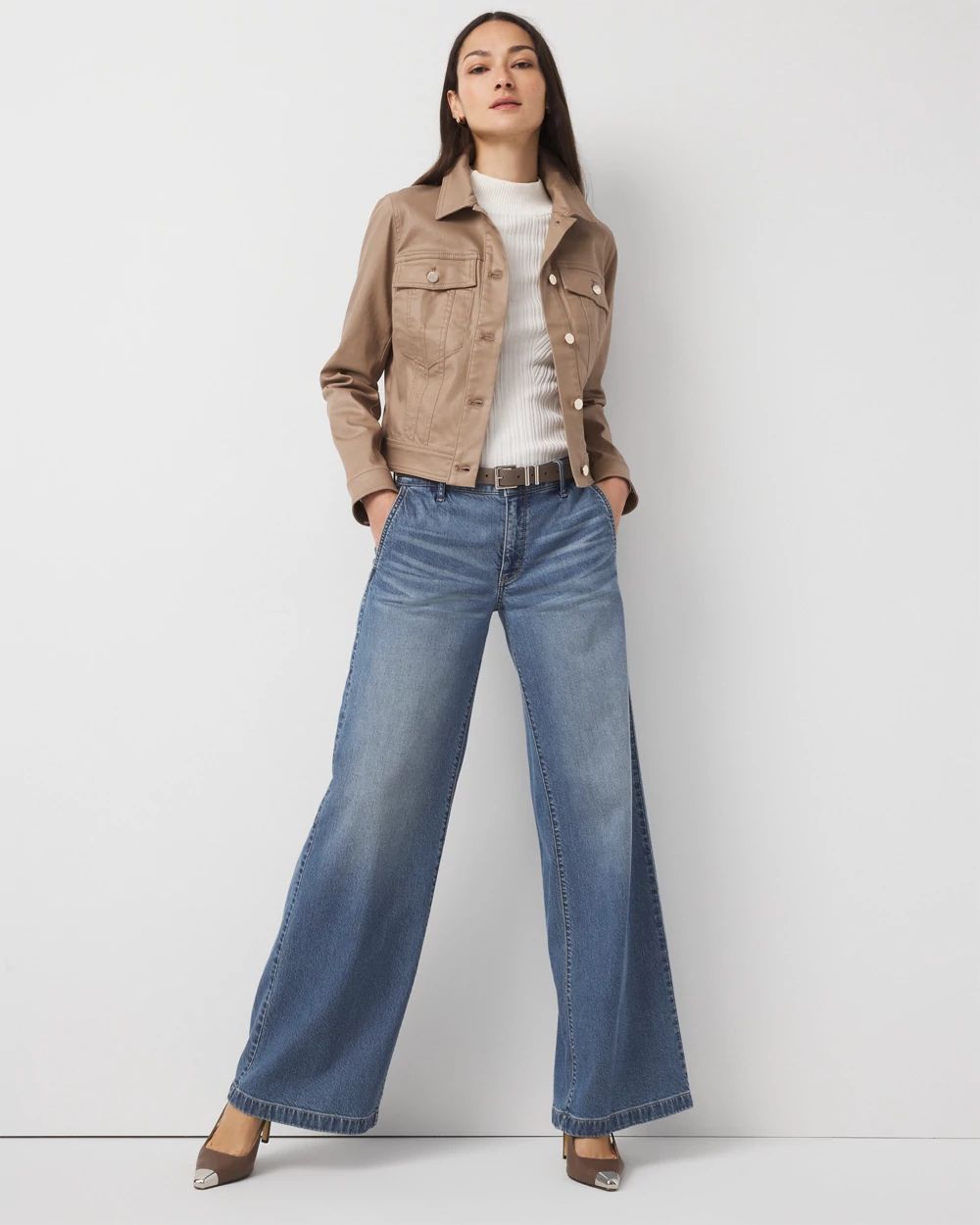 Coated Denim Trucker Jacket click to view larger image.