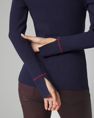 Petite Long Sleeve Contrast Color Cardigan click to view larger image.