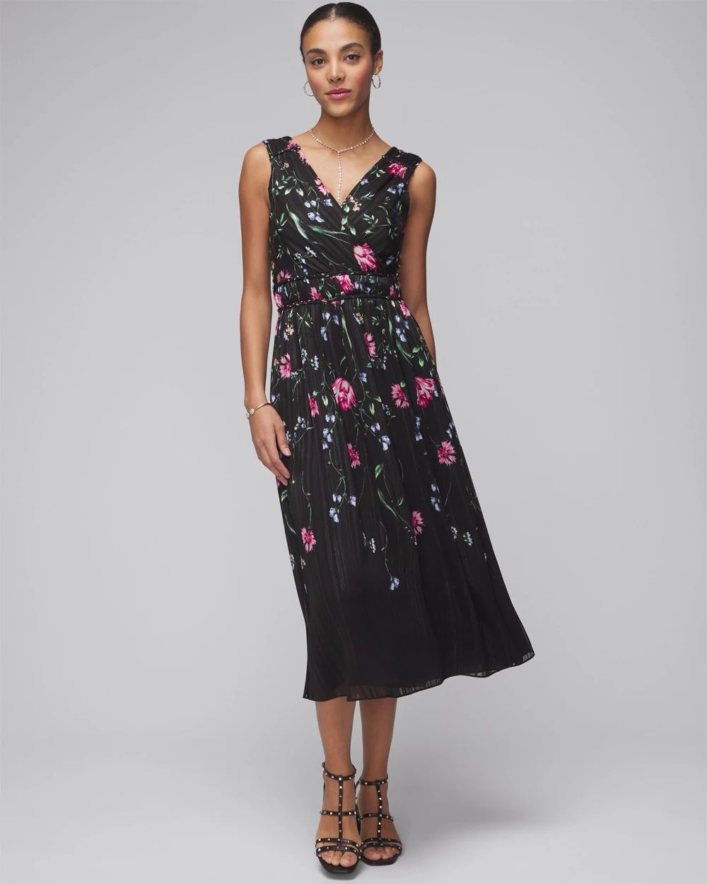 Sleeveless V-Neck Braided Waist Midi Dress