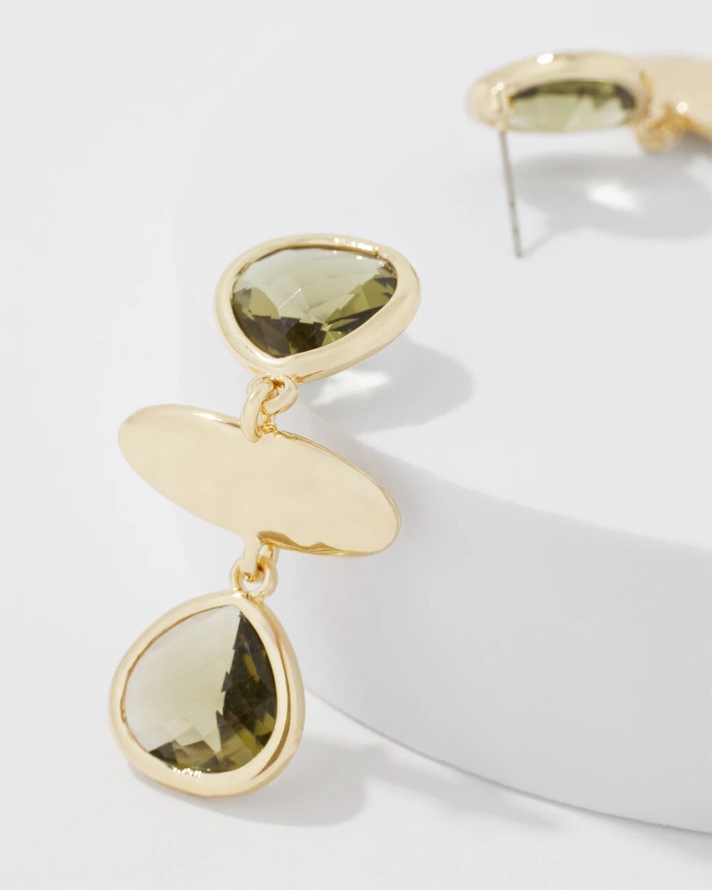Olive + Gold Statement Drop Earrings - image 4
