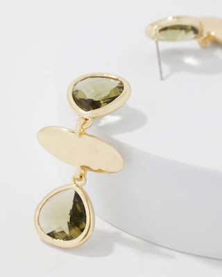 Olive + Gold Statement Drop Earrings click to view larger image.