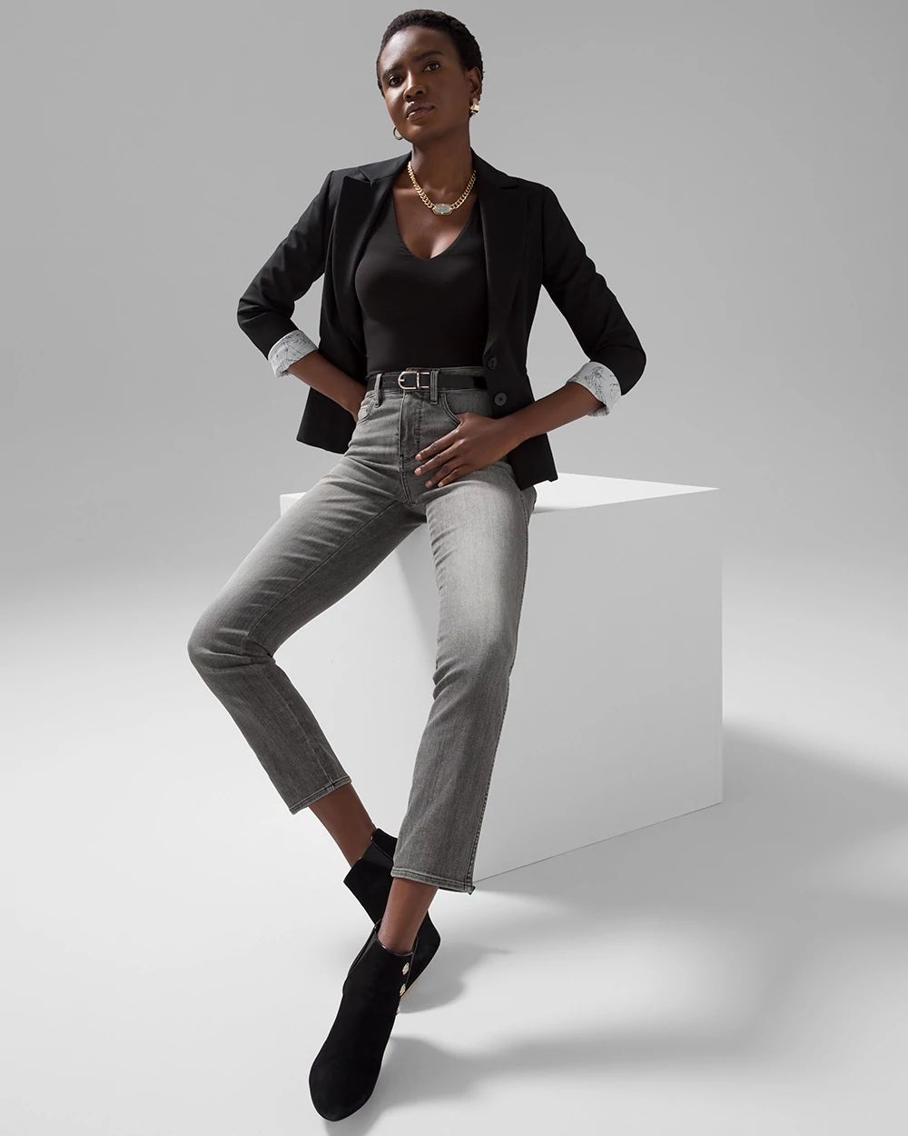 High-Rise Straight Jeans