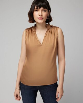 Satin Ruched Neck Shell