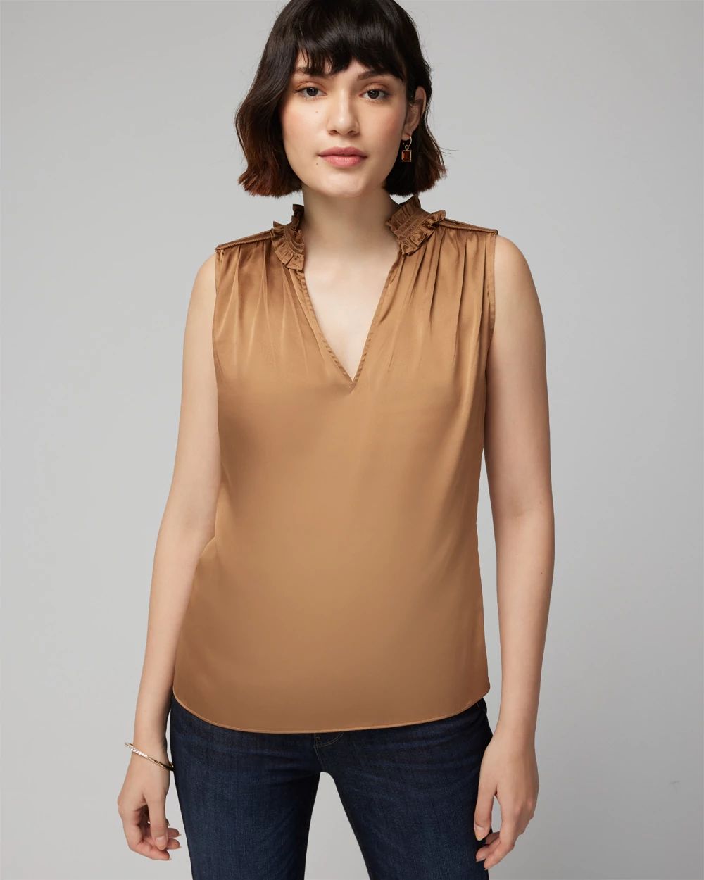 Satin Ruched Neck Shell