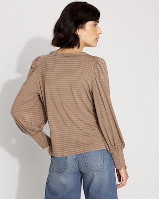 Long Sleeve Tee with Smocked Cuffs click to view larger image.