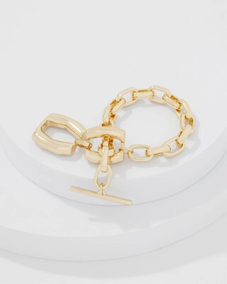 Gold Double Links Toggle Bracelet click to view larger image.
