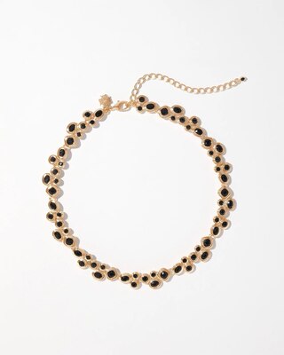 Gold + Black Glass Statement Necklace