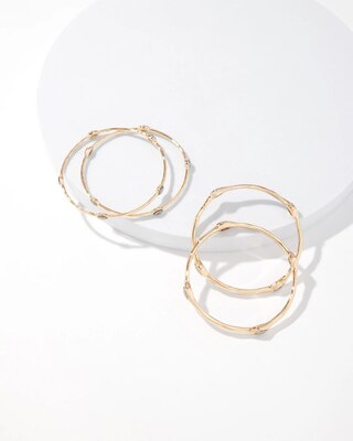 4-Pack Gold + Hematite Crystal Bangle