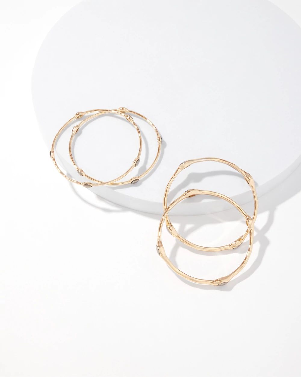 4-Pack Gold + Hematite Crystal Bangle