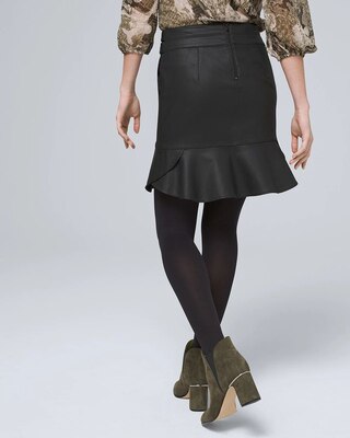 Coated Denim Flounce Hem Skirt