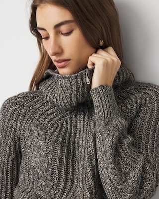 Petite Half Zip Metallic Knit Sweater click to view larger image.