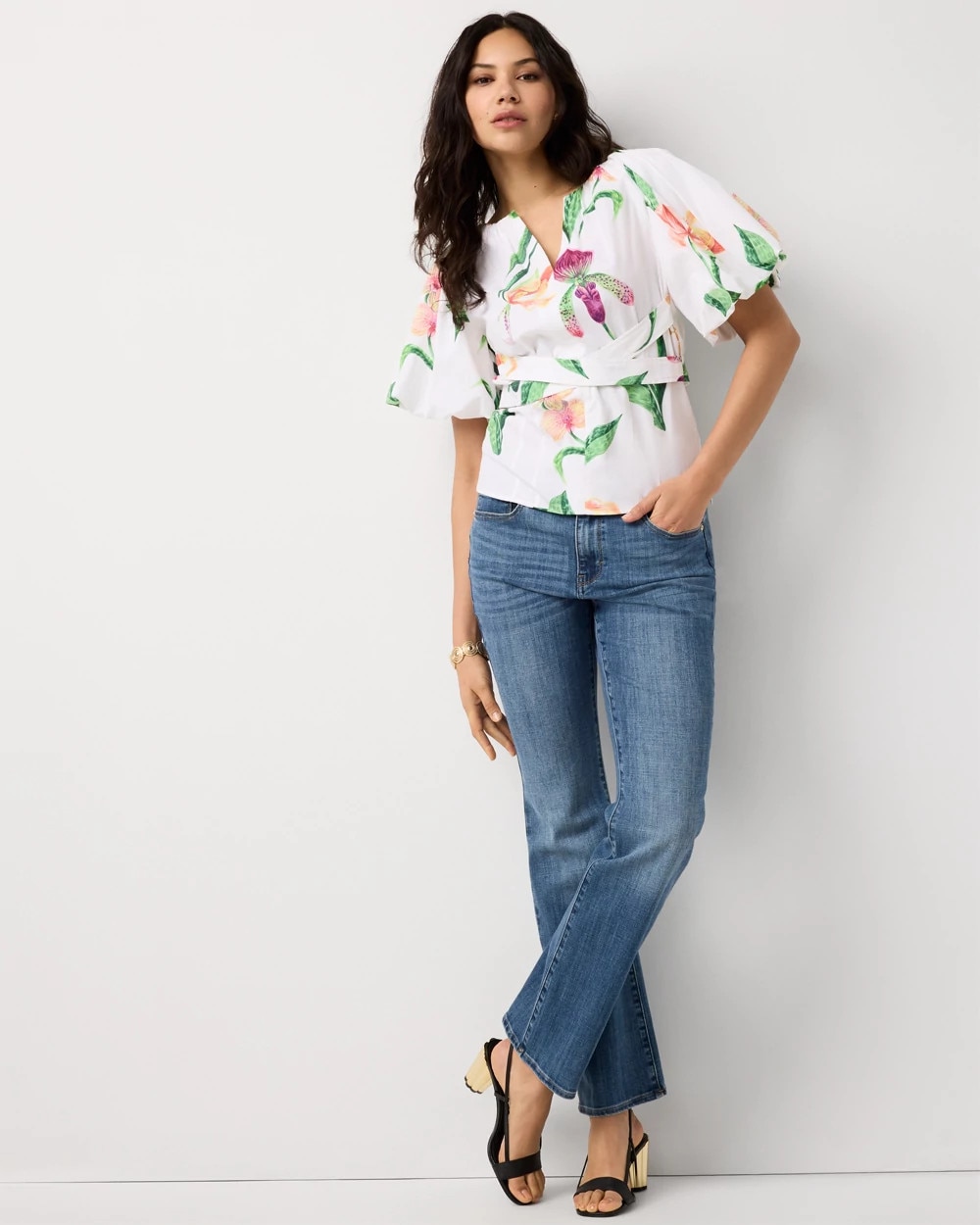 Puff Sleeve Poplin Blouse - image 2