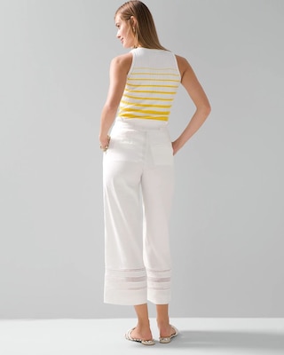 Linen-Blend Tassel-Tie Wide-Leg Crop Pants