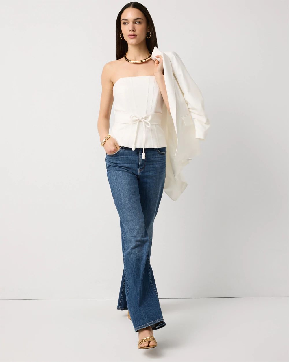 Tie-Waist Peplum Bustier click to view larger image.