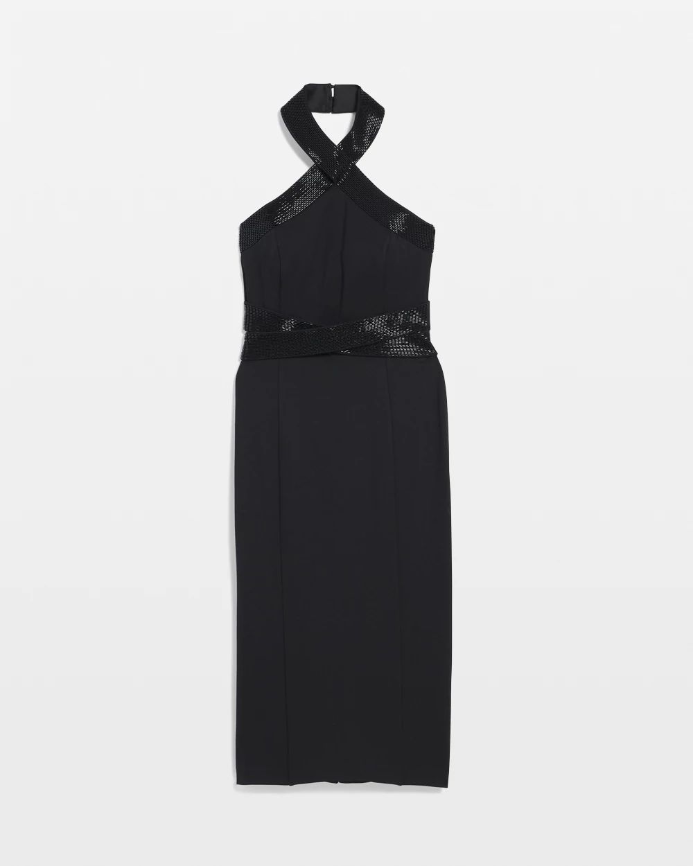 Embellished Halter Midi Dress