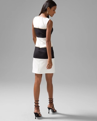 Colorblock & Chain Detail Shift Dress