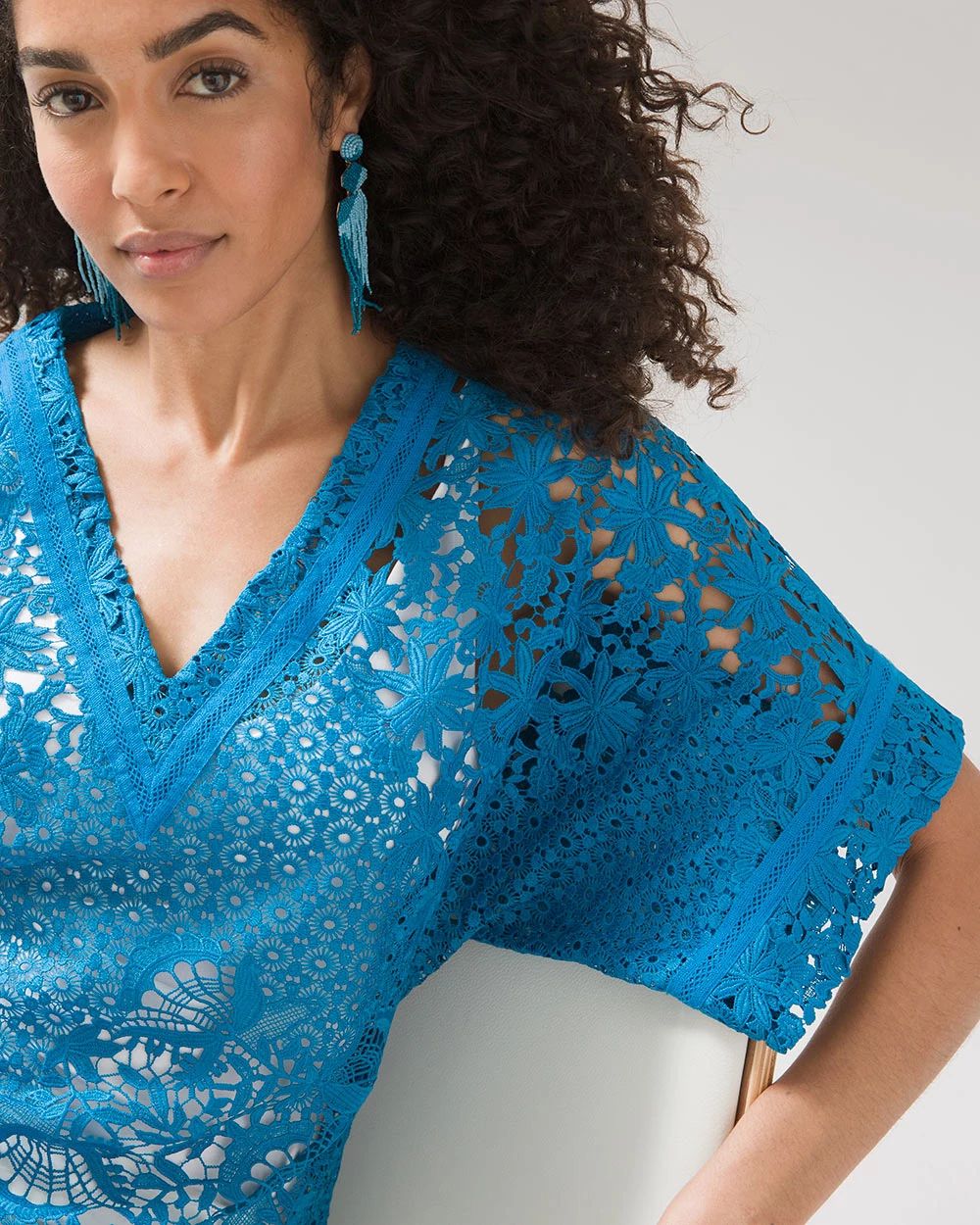 V-Neck Lace Kimono