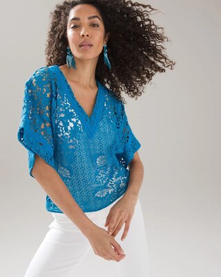 V-Neck Lace Kimono