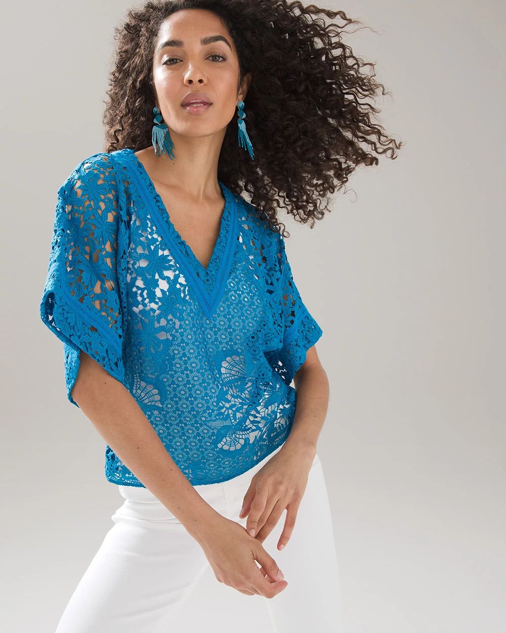 V-Neck Lace Kimono