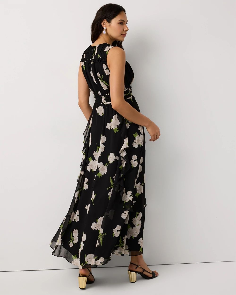 Ruffle Chiffon Maxi Dress
