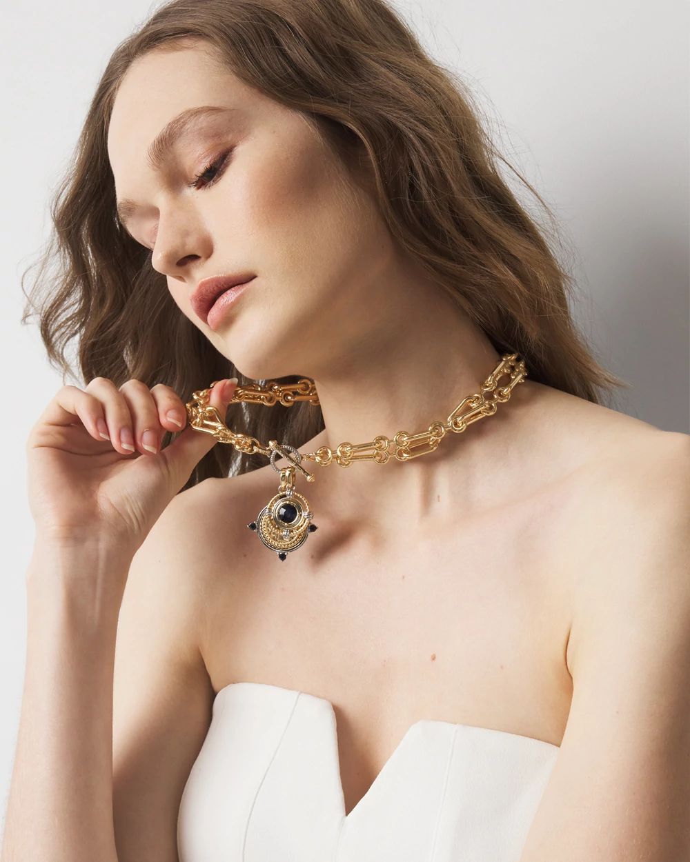 Coin + Blue Stone Convertible Necklace