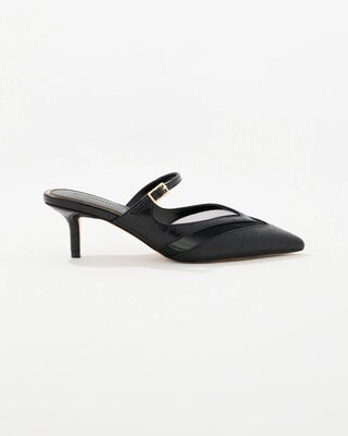 Croc Faux Leather Kitten Heel Mules click to view larger image.