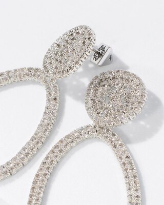 Silver Crystal Statement Hoop Earrings