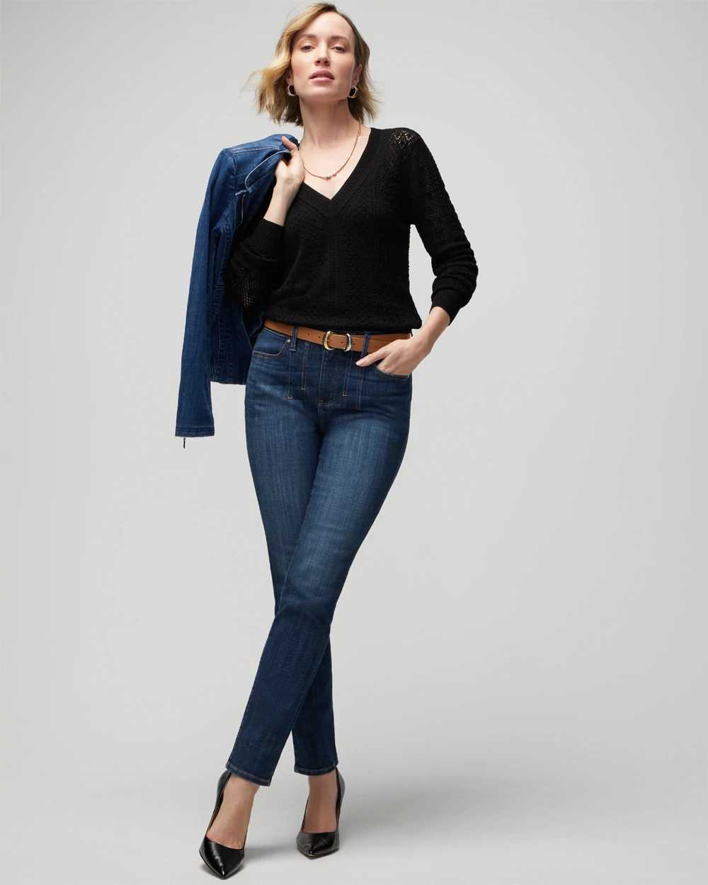High-Rise Everyday Soft Denim  Darts Slim Ankle Jeans click to view larger image.