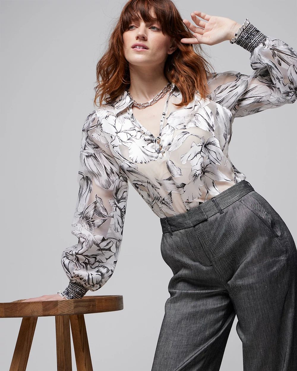 Organza Sleeve Blouse