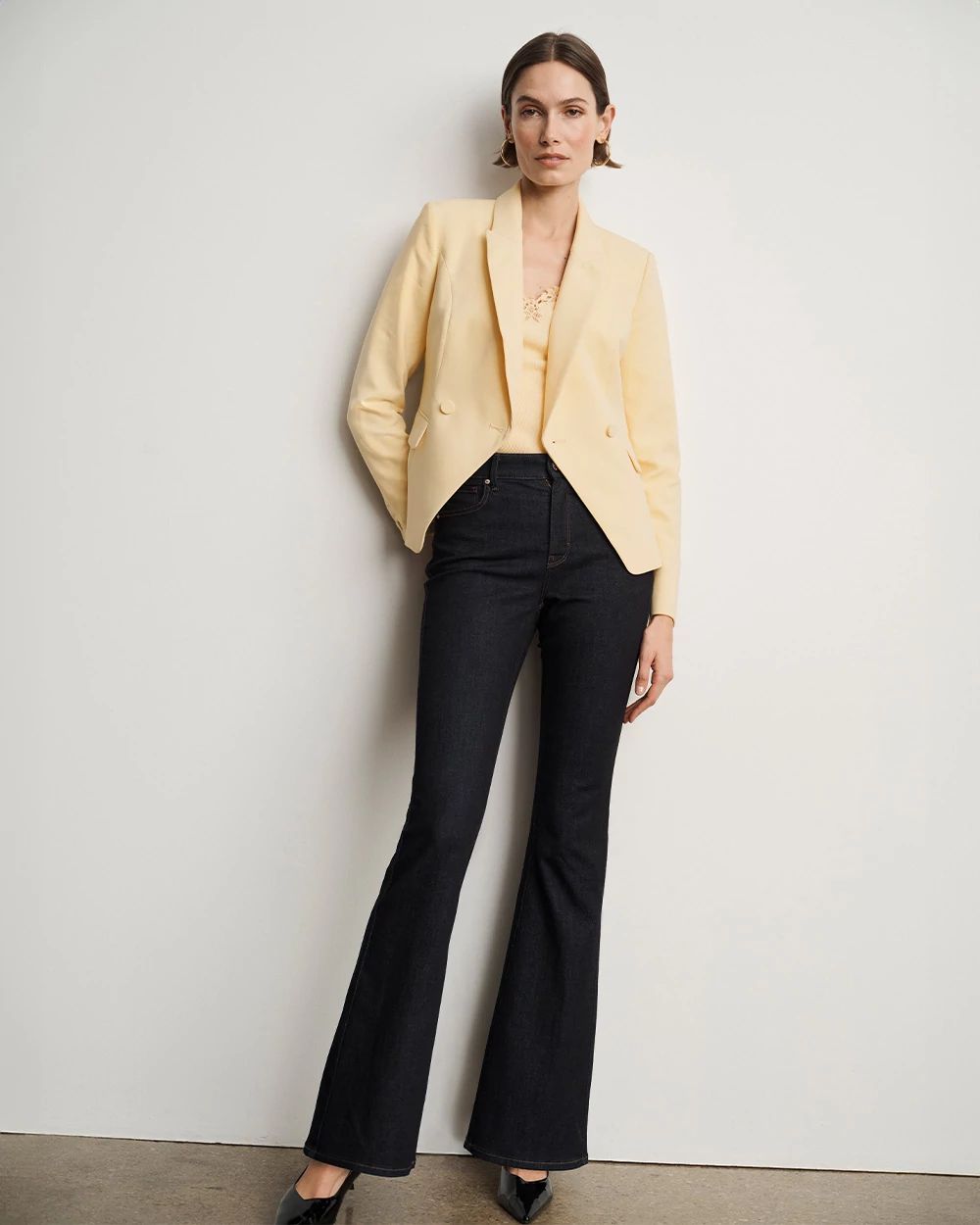 Petite Cropped Double Button Blazer click to view larger image.