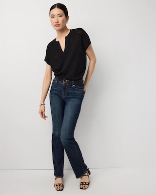 Petite Metallic Stitch Short Sleeve Pullover click to view larger image.