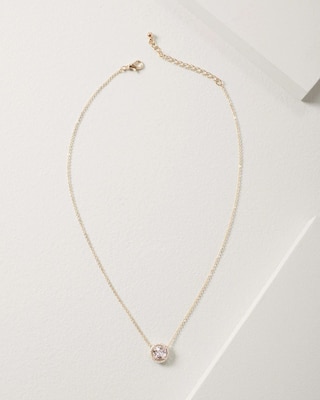 Goldtone Solitaire Cubic Zirconia Necklace click to view larger image.