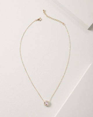 Goldtone Solitaire Cubic Zirconia Necklace