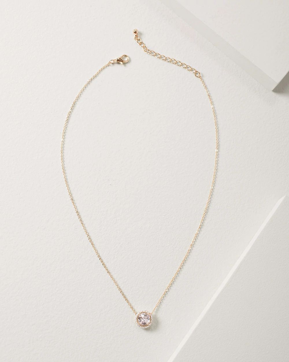 Goldtone Solitaire Cubic Zirconia Necklace