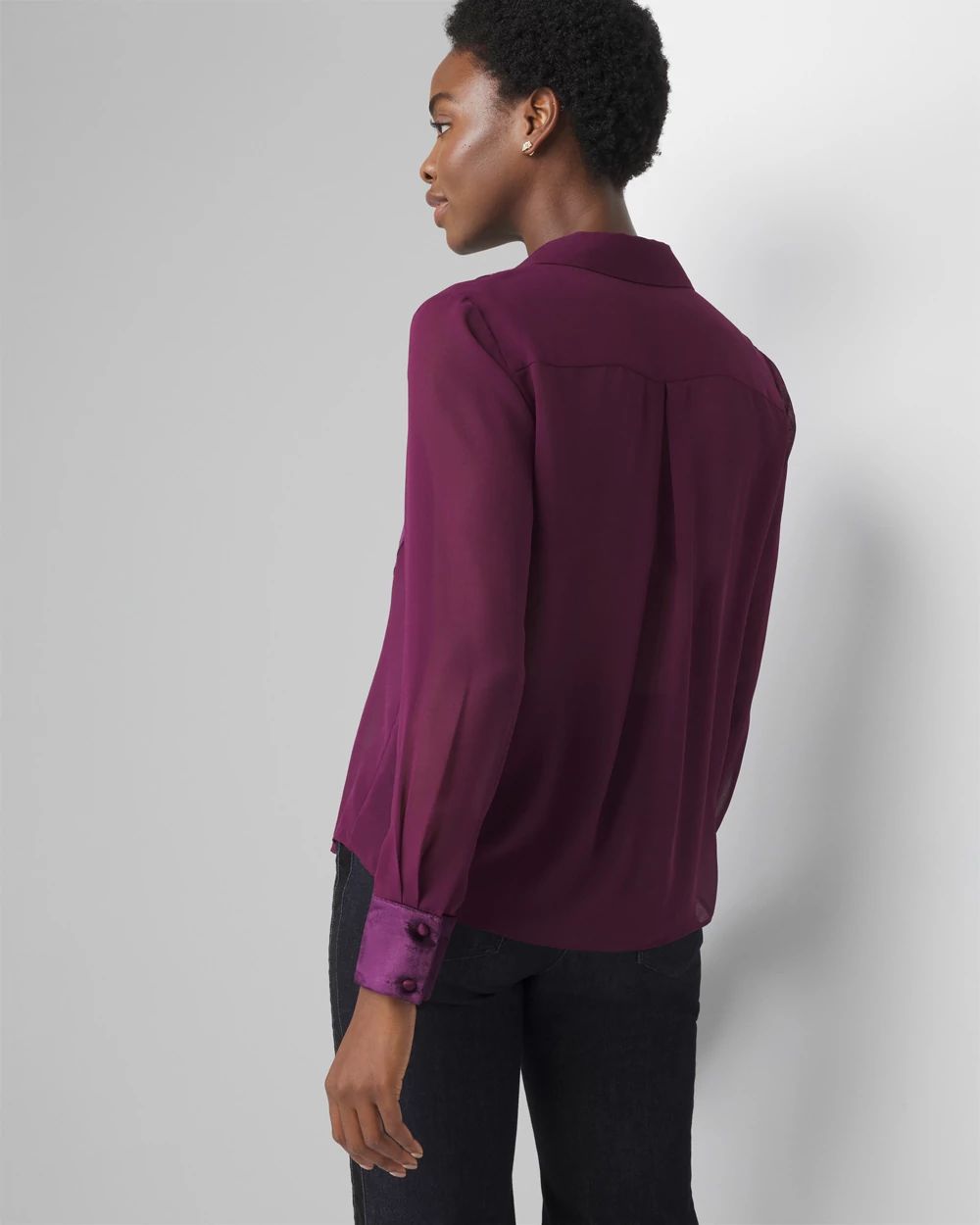 Velvet & Chiffon Tuxedo Shirt