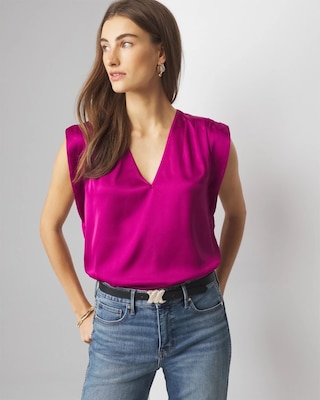 Petite Ruched Shoulder Shell Top