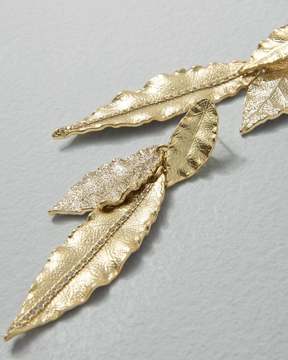 Goldtone Linear Leaf Earrings click to view larger image.