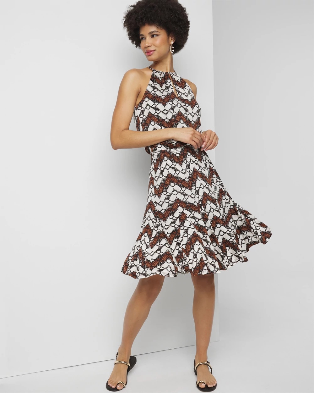 Sleeveless Matte Jersey Halter Godet Dress